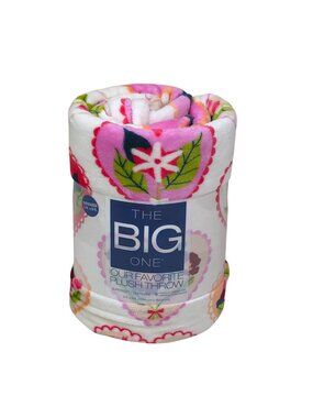 The Big One Oversized Plush Throw Blanket 5' x 6' Heart Floral Pattern Soft Cozy